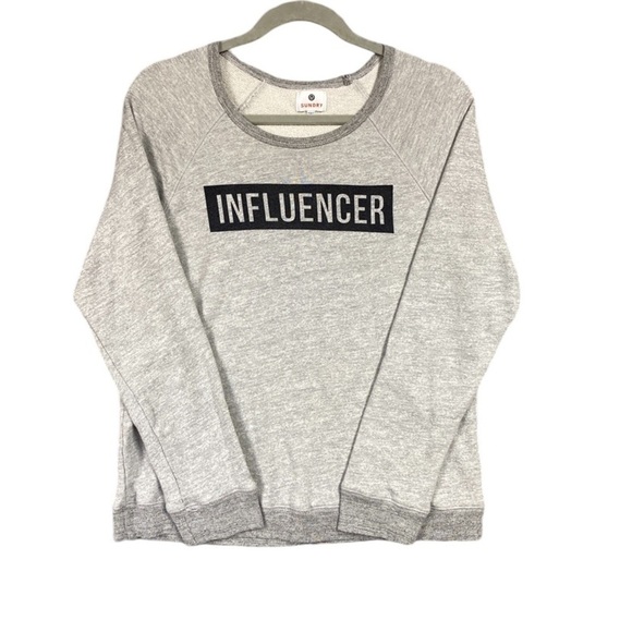 Sundry Sweatshirt Womens Size 2 Medium Gray "Influencer" Crewneck Box Logo - Picture 1 of 7